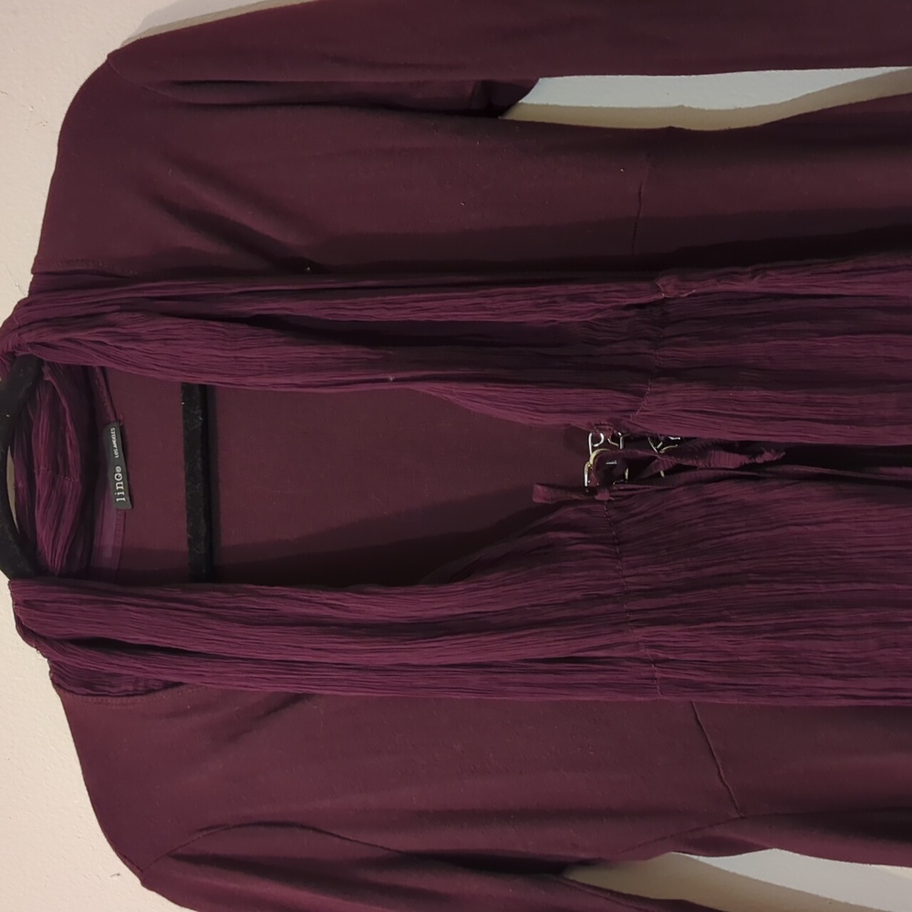 LinQ Plum Purple Draped Long Sleeve Cardigan Size S/M